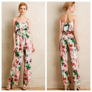 Anthropologie Ikebana Silk Jumpsuit by Fleur Wood